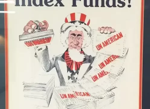 Poster created by fund managers after Vanguard's 1st index fund around 1976